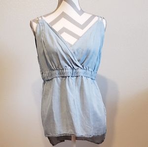 VELVET AND HEART DOUBLE TRAPS DENIM TOP